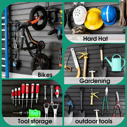 4x4FT Slat Wall Panels Garage Wall Organizer Tool Organizer Slat Board PVC Wall Panels Black Slatwall Garage Storage (Black, 4FTx4FT)