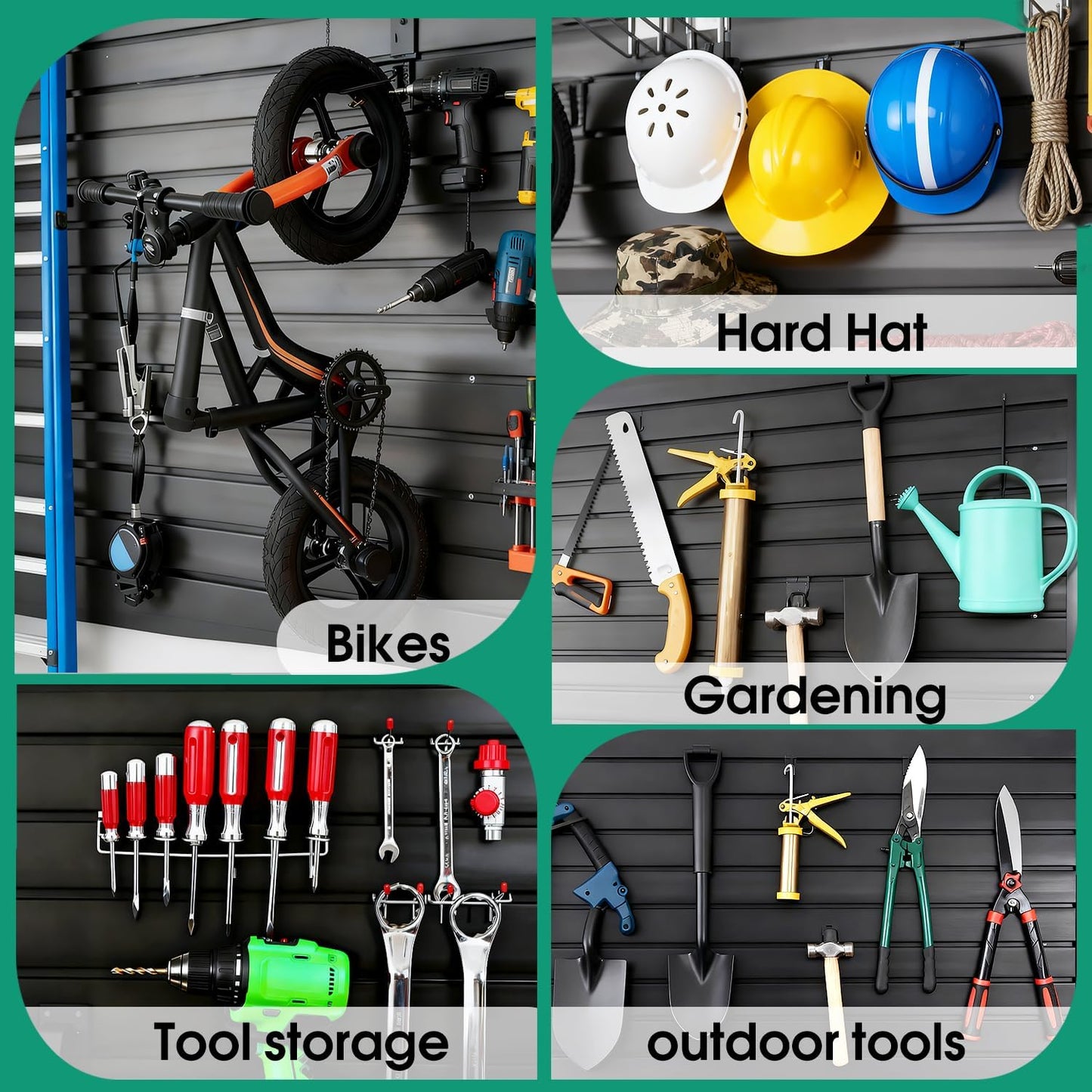 2x4FT Slat Wall Panels Garage Wall Organizer Tool Organizer Slat Board PVC Wall Panels Black Slatwall Garage Storage (Black, 2FTx4FT)