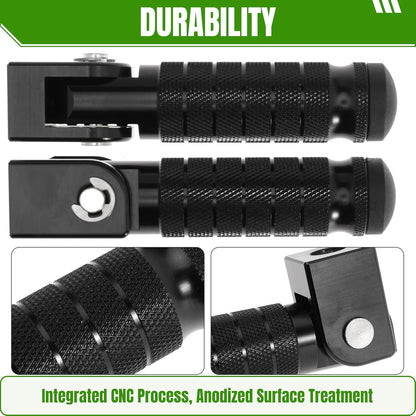 M8 Motorcycle Footrests For Yamaha For Honda For Suzuki For Aprilia 90 Degree Foldable Footpegs Motorbike MiniBike Dirt Pit Bike CNC Motorcycle Folding Footpegs Rearsets Folded Footrest (Black)