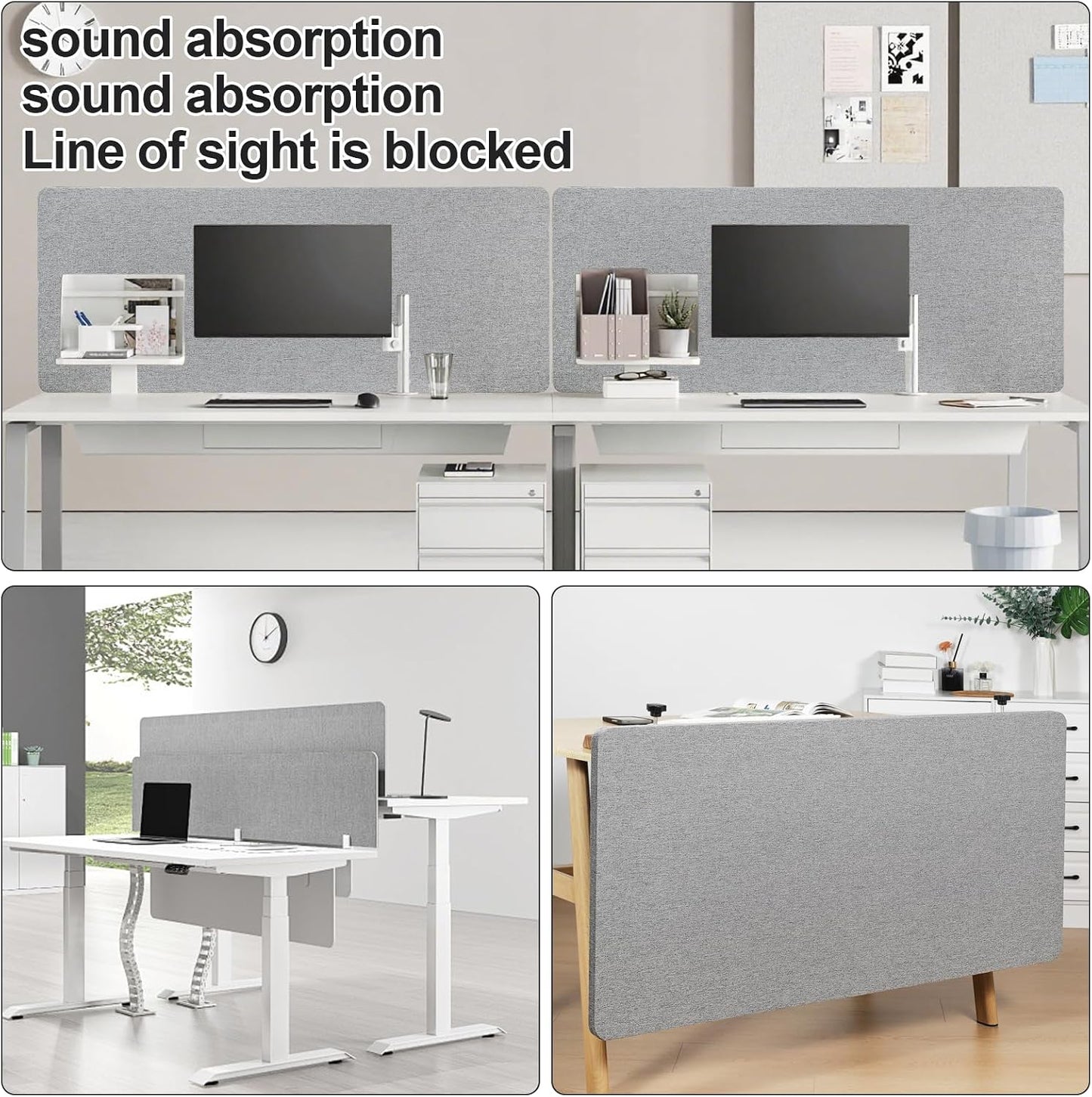 Desk Privacy Panel Table Privacy Panel Acoustic Partition Noise Visual Isolate Table Divider with Clamp (24" x 60")