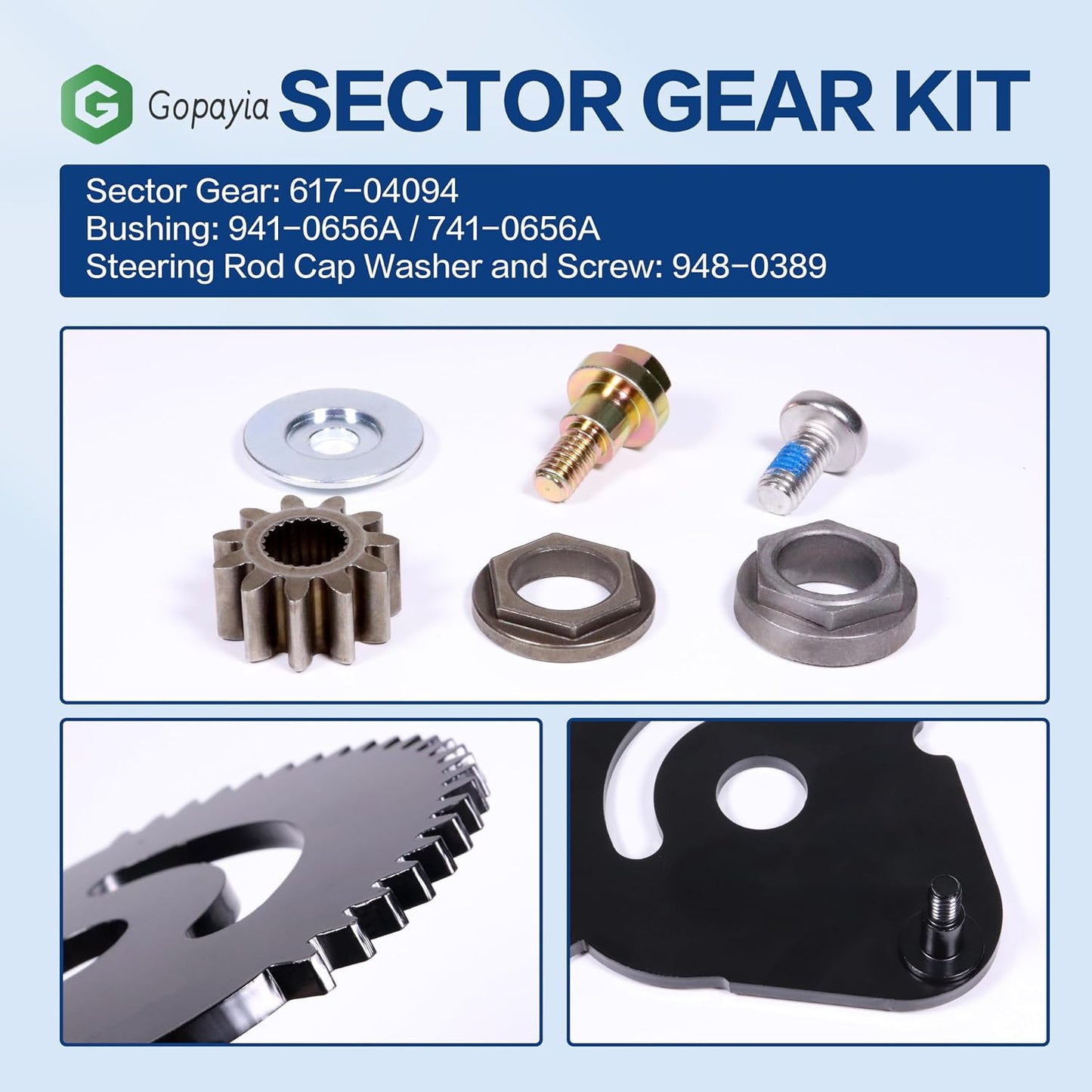 617-04094 Steering Rod Shaft Sector Gear Kit for MTD for Cub Cadet for Troy Bilt for Craftsman Mower Replace 948-0389 938-05078 738-05078 738P07154