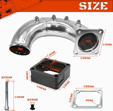 3" High Flow Intake Elbow Tube with Heater Spacer for Ram 2500 3500 1998-2002 5.9L Cummins Diesel (Silver)