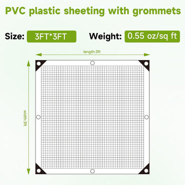 Greenhouse Cover,Clear Plastic Covering, 16Mil Thickness Heavy Duty Clear tarp for Chicken coop,Gardening,Farming, Greenhouse Plastic sheeting with Grommets (White, 3ft*3ft)