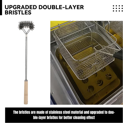 4 Pcs Fryer Cleaning Tools, L Shaped Stainless Steel Bristles Fryer Deep Cleaning Brush, Deep Fryer Crumb Scoop, Fryer Deep Cleanout Rod, Long Handle Fryer Basket Brush for Restaurant Air Fryer
