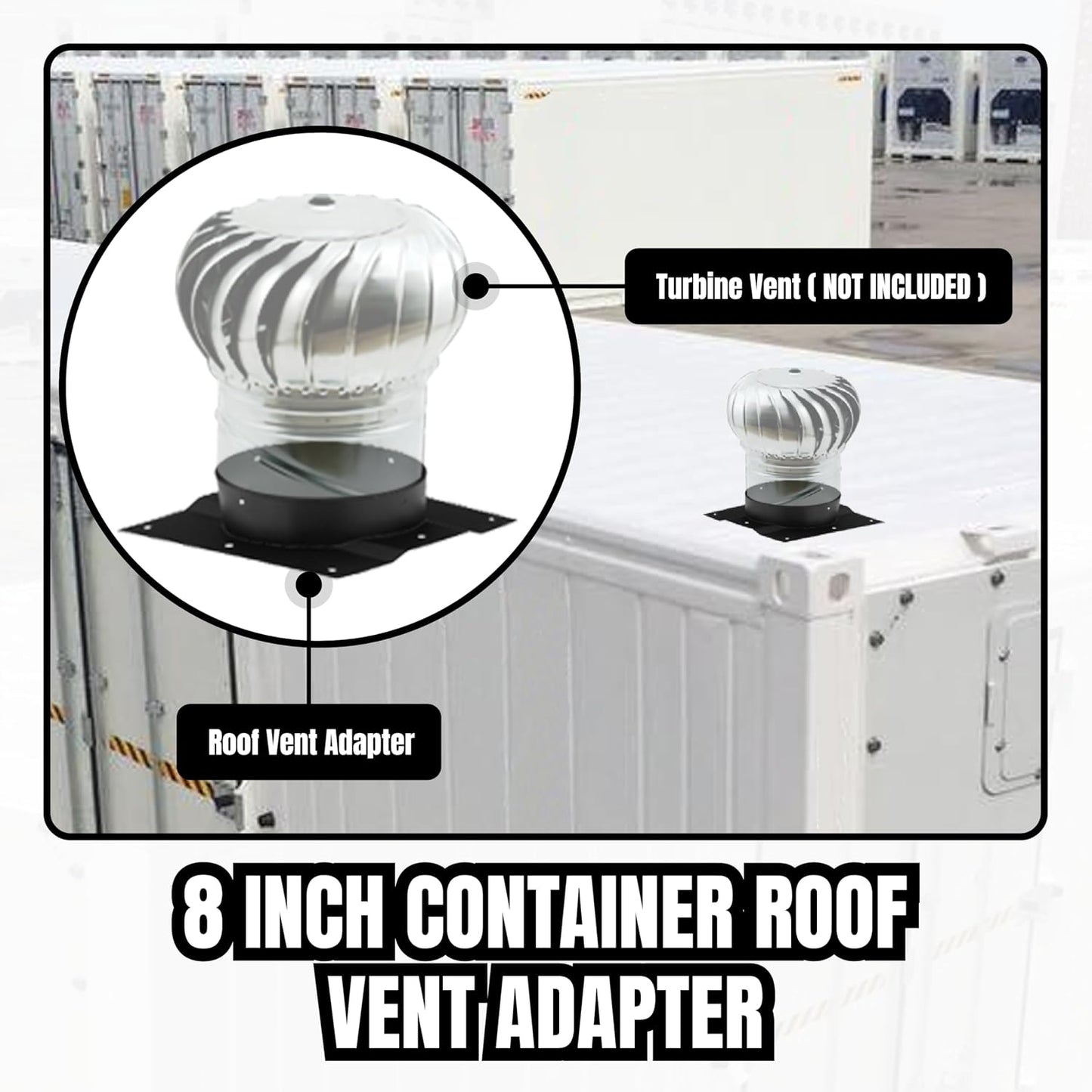 8" Shipping Container Vent 8 Inch Corrugated Roof Vent Adapter Roof Vent Adapter Fits for Whirlybird Roof Turbines, Set of 1