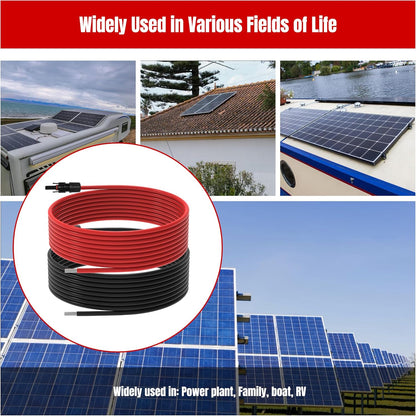 30Ft 10AWG Solar Panel Extension Cable, 10 AWG Solar Extension Cable 10 Gauge 30 Feet Solar Wire with Solar Panel Female Male Waterproof Connectors for RV Boat Home (10 AWG-30Ft)
