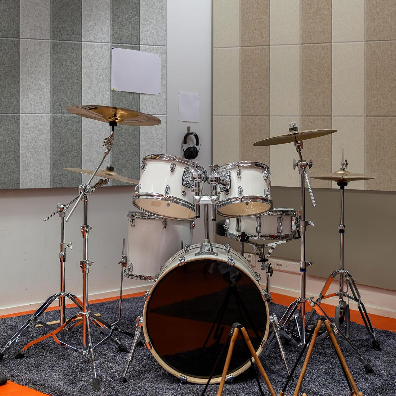 4 Pack Fiberglass Acoustic Wall Panels Fabric Wrapped 11.8'' x 23.6'' Khaki