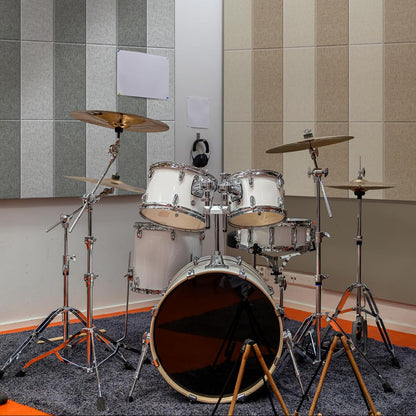 4 Pack Fiberglass Acoustic Wall Panels Fabric Wrapped 11.8'' x 23.6'' Khaki