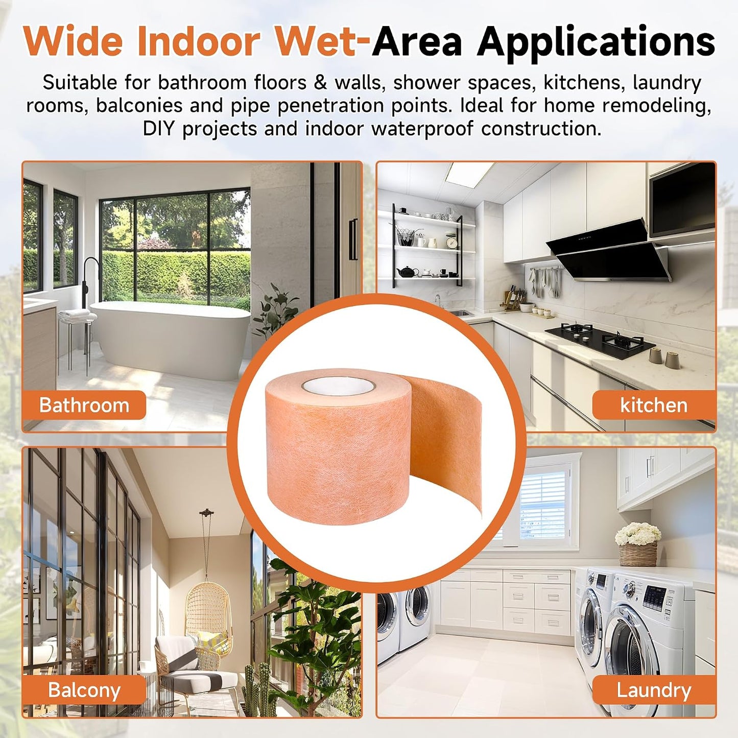Waterproof Membrane for Shower,5Inch X 98.4Ft Feet Waterproofing Shower Membrane 20mil Thickness Waterproof for Sauna Bathroom Walls Tile Underlayment