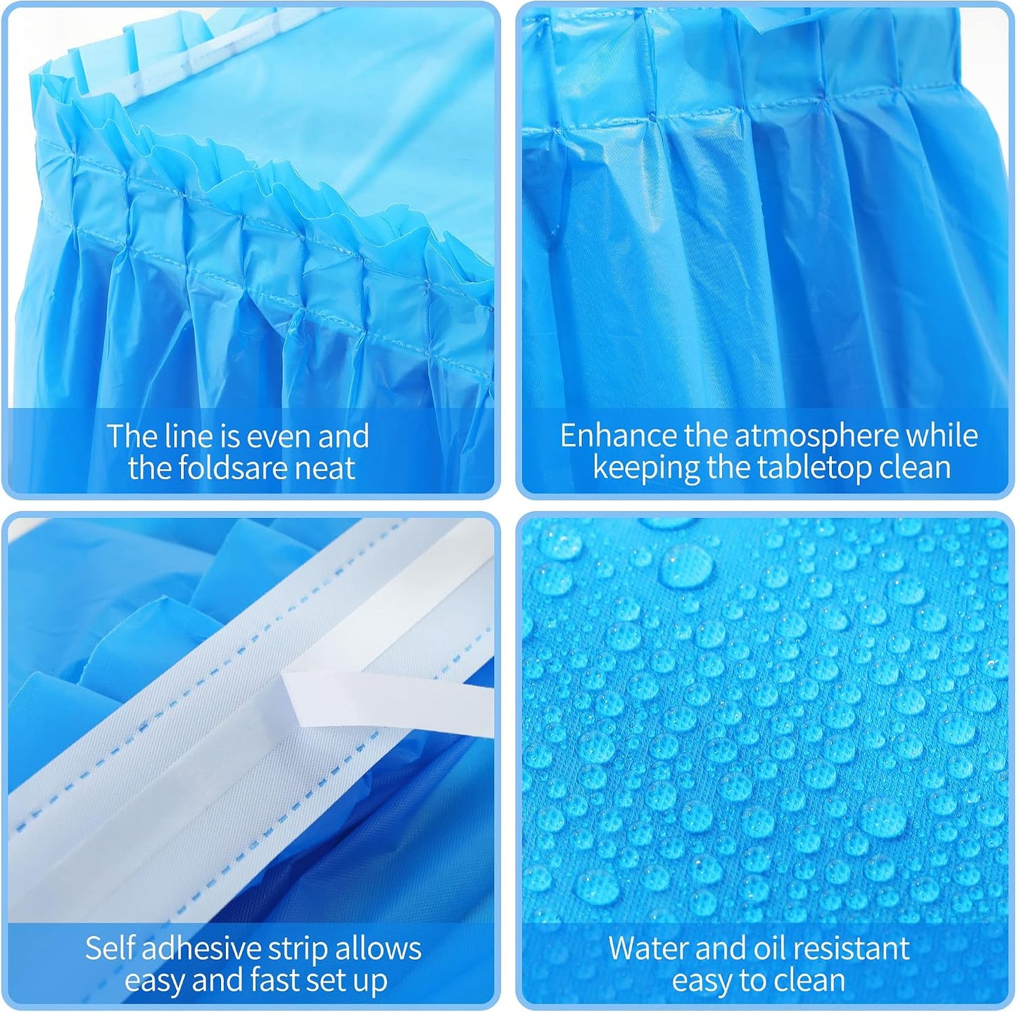 5 Pack Plastic Table Skirts & Cloths for Rectangle Tables, 14 Ft Blue Tableskirts & 54" x 108" Tablecloths, Disposable Tablecloth Skirt Covers for Party Birthday (Dark Blue)