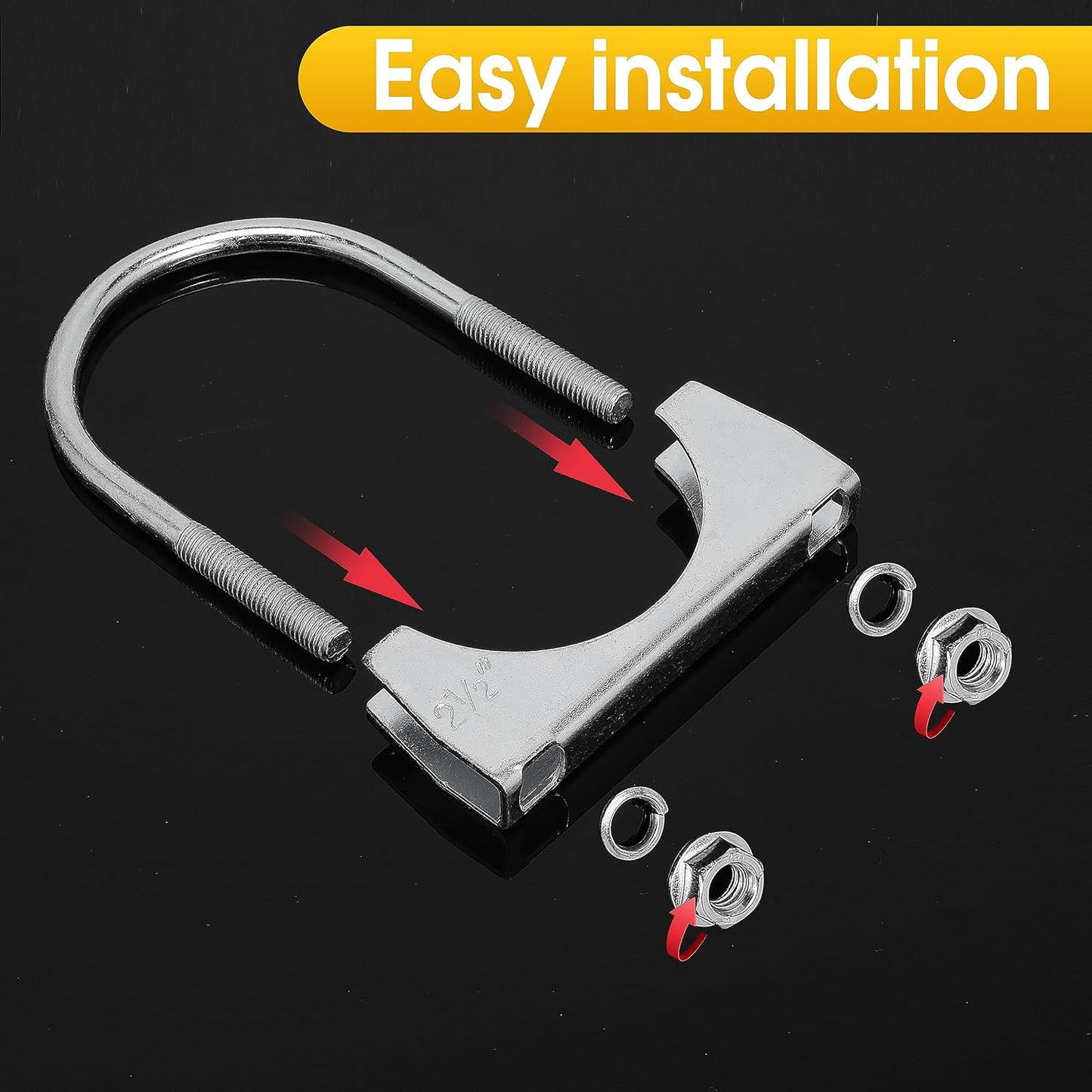 2-1/2" U Bolt Exhaust Clamp - 2.5 Inch U-Bolt Muffler Clamps Clip Replacement for RV UTV Tractor Motorcycle System