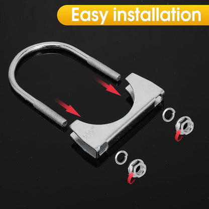 2-1/2" U Bolt Exhaust Clamp - 2.5 Inch U-Bolt Muffler Clamps Clip Replacement for RV UTV Tractor Motorcycle System