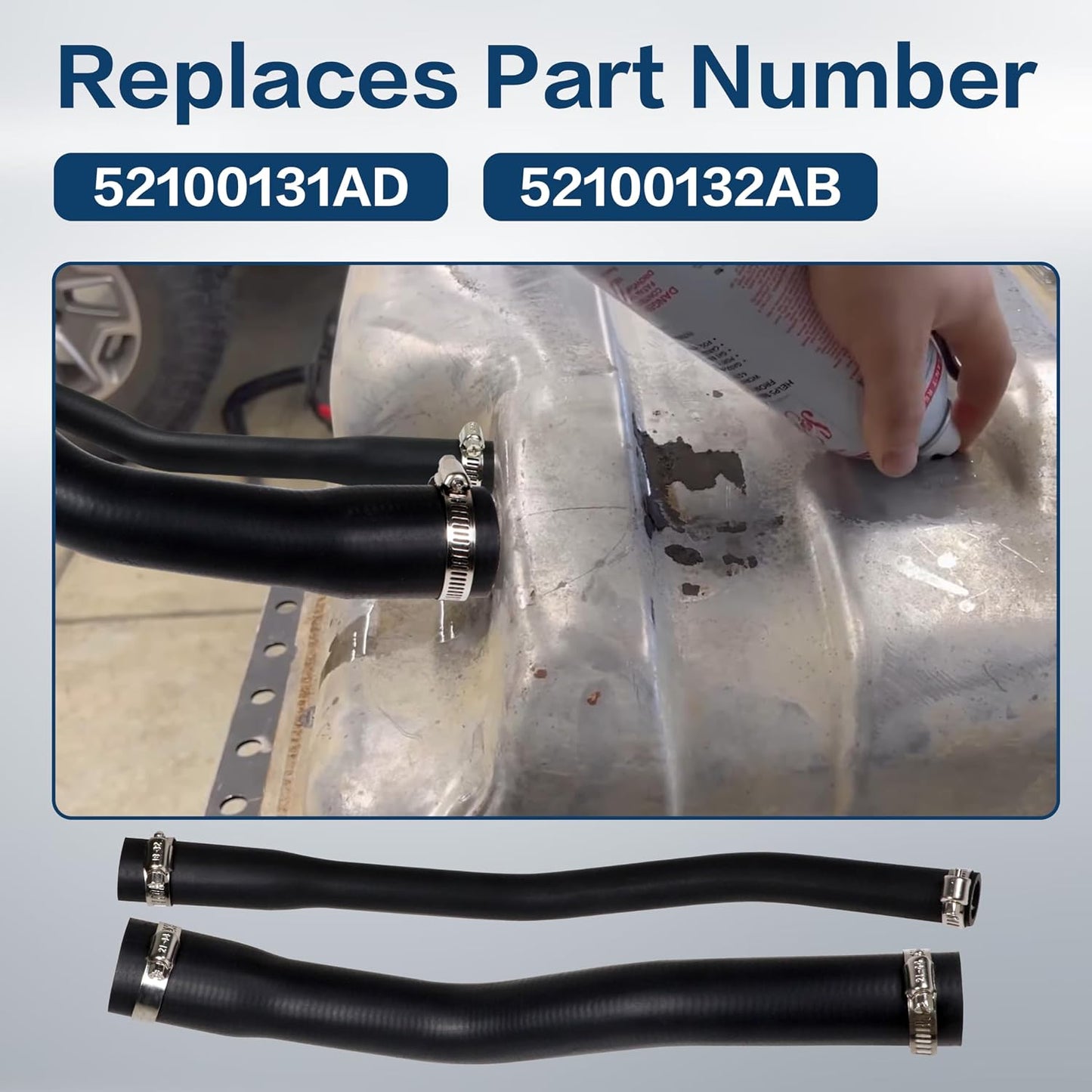 Fuel Filler Vent Hose Kit 52100131AD 52100132AB Replacement with Clamps for Jeep Cherokee XJ 1997-2001 (Black)
