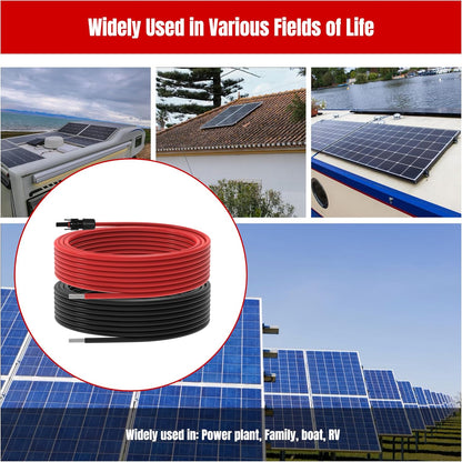 40Ft 10AWG Solar Panel Extension Cable, 10 AWG Solar Extension Cable 10 Gauge 40 Feet Solar Wire with Solar Panel Female Male Waterproof Connectors for RV Boat Home (10 AWG-40Ft)