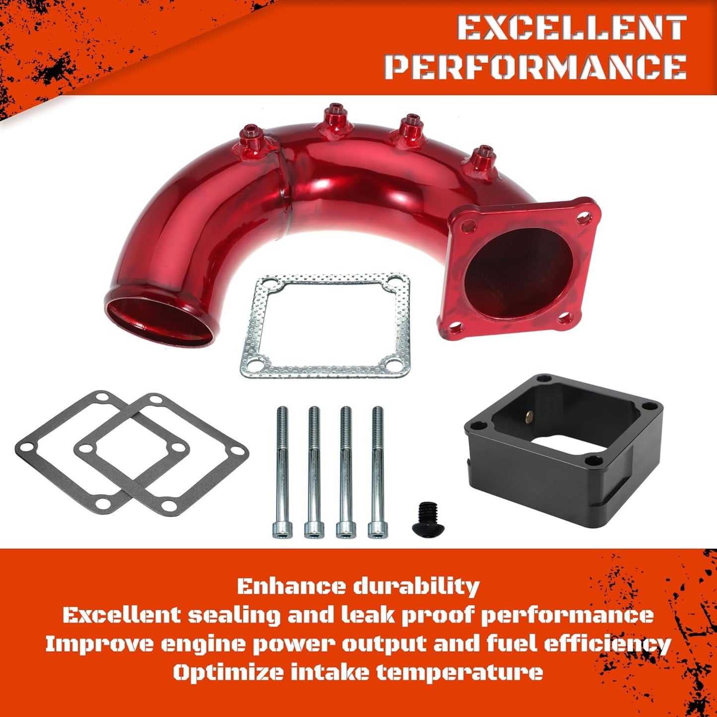 3" High Flow Intake Elbow Tube with Heater Spacer for Ram 2500 3500 1998-2002 5.9L Cummins Diesel (Red)