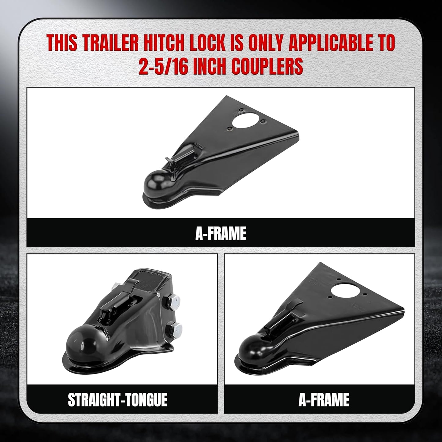 2-5/16" Trailer Lock, 2-in-1 Anti-Theft Trailer Hitch Coupler Lock Fits 2-5/16 Inch Ball Couplers on Trailers RVs Boats (with Black Lock)