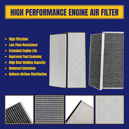 Air Filter for Tesla Model Y 20-24 Cabin Air Filter Replace 1658375-00-A 1658376-00-A Air Intake Filter with Activated Carbon, 4 Pack, Not Fit for Tesla Model Y Long Range RWD 2021