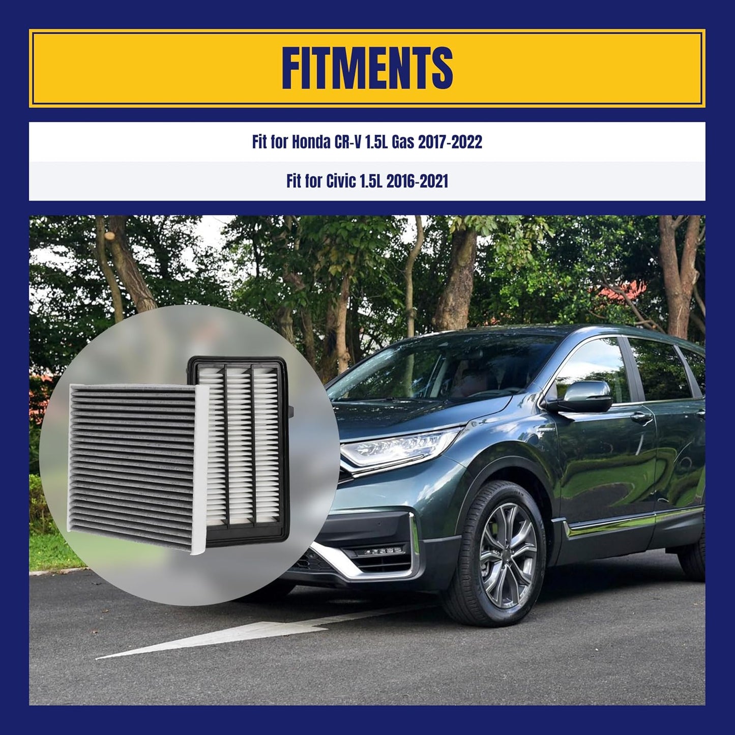 Engine and Cabin Air Filter for Honda CR-V 1.5L Gas 2017-2022 for Civic 1.5L 2016-2021 Replace CA12050 CF11182
