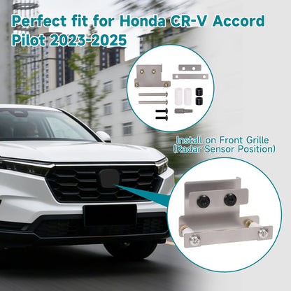 Front Radar Sensor Protector Shield Cover for Honda CR-V Accord Pilot 2023-2025 Vehicle Radar Guard with Anti-Theft Screws, Stainless Steel