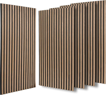 Large Wood Slat Acoustic Panels for Wall Sound Proof Panels for Wall Decor 47.2 x 23.6 x 0.4 Inch Wood Veneer Panels for Bedroom Home Studio Office (Walnut, 5 Pack)