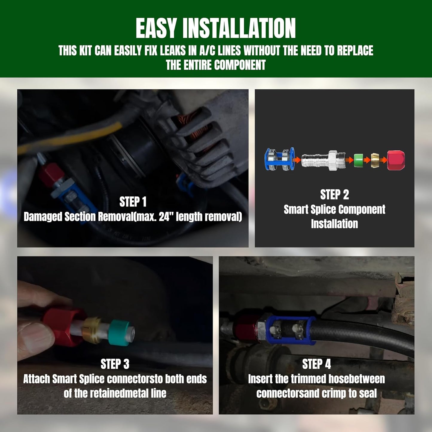 800-670 A/C Line Splice Kit For 5/8 Line With No.10 Hose 800670 Air Conditioning Repair Splice Connector Splicer Coupler Kit For 5/8 AC Line to Hose Repair (Line-K670)