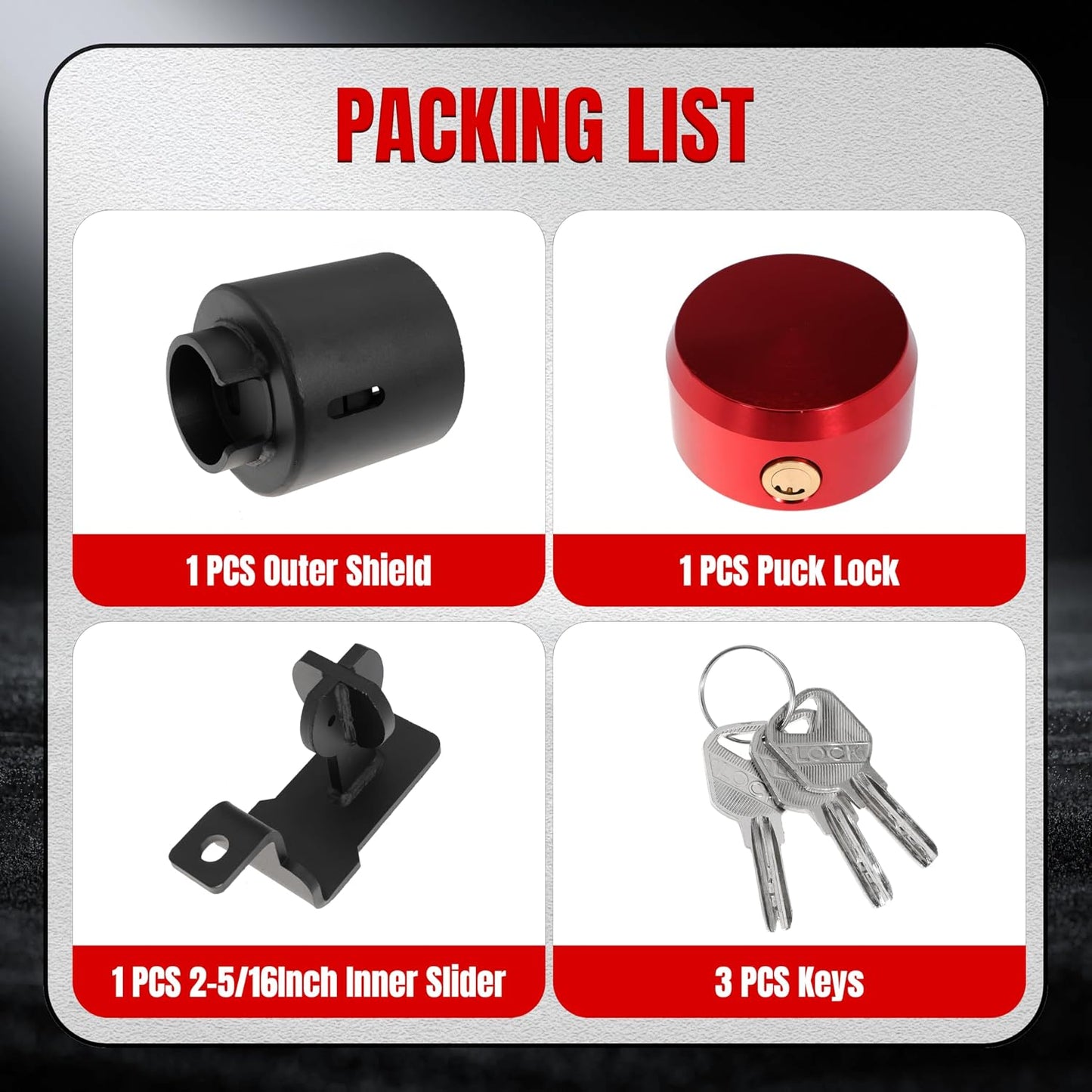 2-5/16" Trailer Lock, 2-in-1 Anti-Theft Trailer Hitch Coupler Lock Fits 2-5/16 Inch Ball Couplers on Trailers RVs Boats (with red Lock)