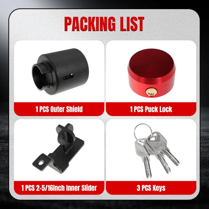2-5/16" Trailer Lock, 2-in-1 Anti-Theft Trailer Hitch Coupler Lock Fits 2-5/16 Inch Ball Couplers on Trailers RVs Boats (with red Lock)