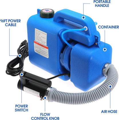 8L (2 Gallon) Electric ULV Fogger Machine Portable Mist Cold foggers Adjustable Flow Rate Atomizer Sprayer for Indoor and Outdoor Use