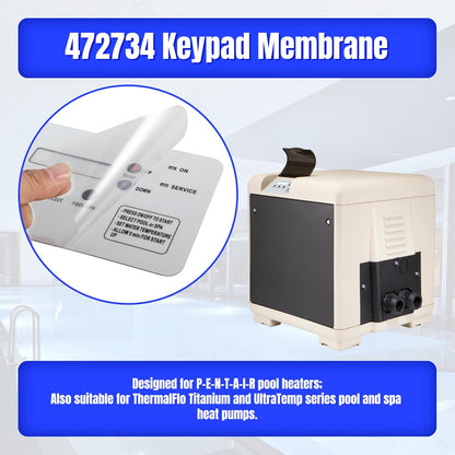 Replacement Heat Pump Keypad Switch Membrane Control Board Panel for P-E-N-T-A-I-R Pool Heater, Compatible with 472734 473425 473693 Pool Heat Pumps, for ThermalFlo Titanium and UltraTemp