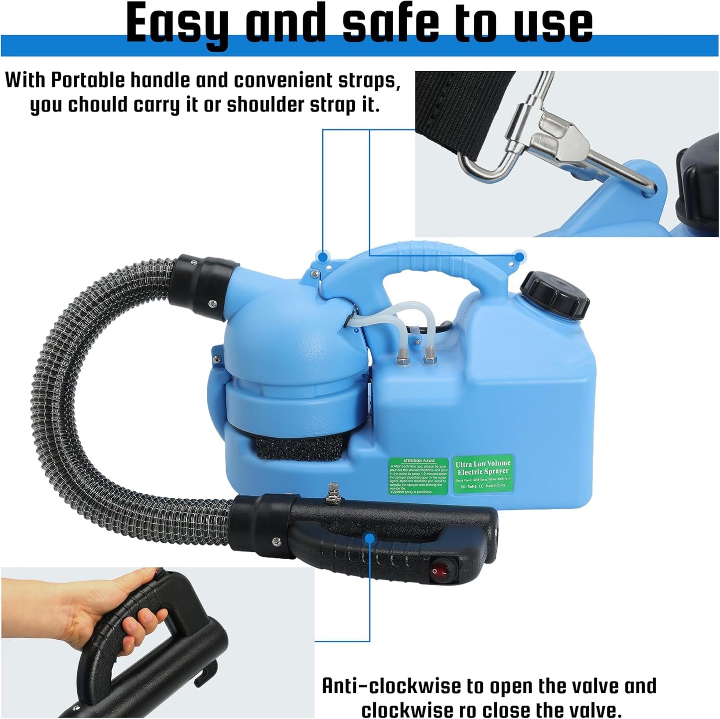7L (1.85 Gallon) Electric ULV Fogger Machine, Portable Fogger Sprayer Machine Electric Atomizer Ultra Low Volume Sprayer for Home Indoor and Outdoor Spraying Use, 2 Pack