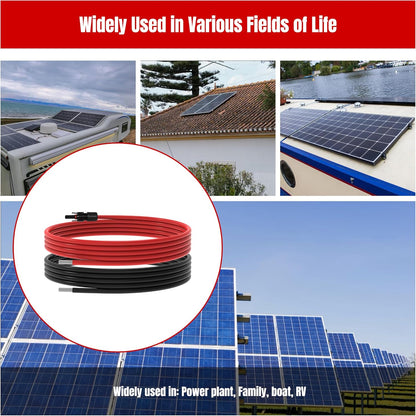 10Ft 10AWG Solar Panel Extension Cable, 10 AWG Solar Extension Cable 10 Gauge 10 Feet Solar Wire with Solar Panel Female Male Waterproof Connectors for RV Boat Home (10 AWG-10Ft)