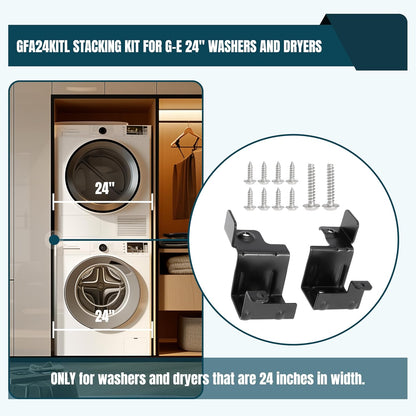 Replacement GFA24KITL Stacking Kit for G-E 24 Inch Wide Washers and Dryers, Stack Bracket Kit 24 In Front Load Laundry Stacking Kit, White+Black