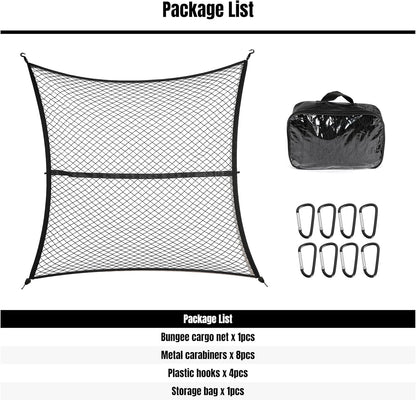 Cargo Net for Pickup Truck Bed, Truck Bed Netting for Cargo, 4' x 4' Bungee Net Stretches to 8' x 8' Truck Bed Cargo Net for Pickup Trucks Trailers
