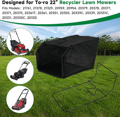 Lawn Mower Bag and Frame Set Grass Catcher Bag and Frame for to-ro 22" Recycler Lawn Mower Replace 132-4483-03 115-4664 114-2639-03