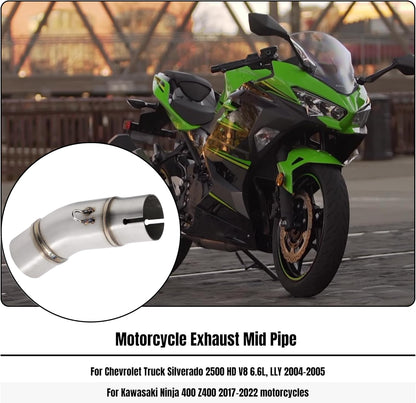 Motorcycle Exhaust Mid Pipe Muffler Mid-pipe for Kawasaki Ninja 400 Z400 2017-2022, for Ninja 250 300 650 EX250 EX300 Z250 Z300 2018-2022