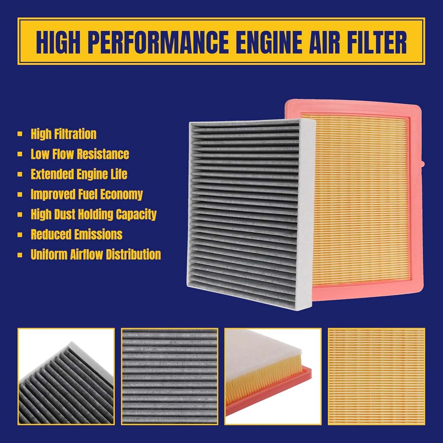 Engine and Cabin Air Filter for Chevy Equinox L4 1.5L Gas 1.6L Diesel 2.0L Gas 18-26 for GMC Terrain L4 1.5L Gas 1.6L Diesel 2.0L Gas 18-24 Replace CA12260 CF11966
