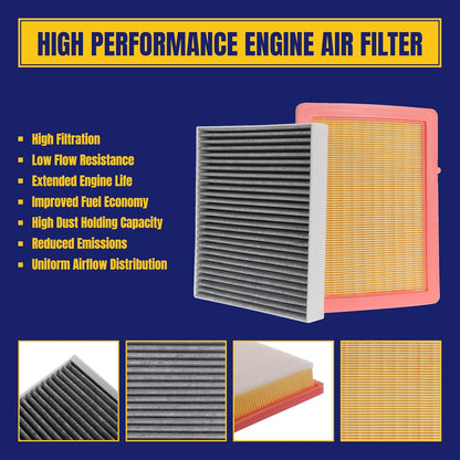 Engine and Cabin Air Filter for Chevy Equinox L4 1.5L Gas 1.6L Diesel 2.0L Gas 18-26 for GMC Terrain L4 1.5L Gas 1.6L Diesel 2.0L Gas 18-24 Replace CA12260 CF11966