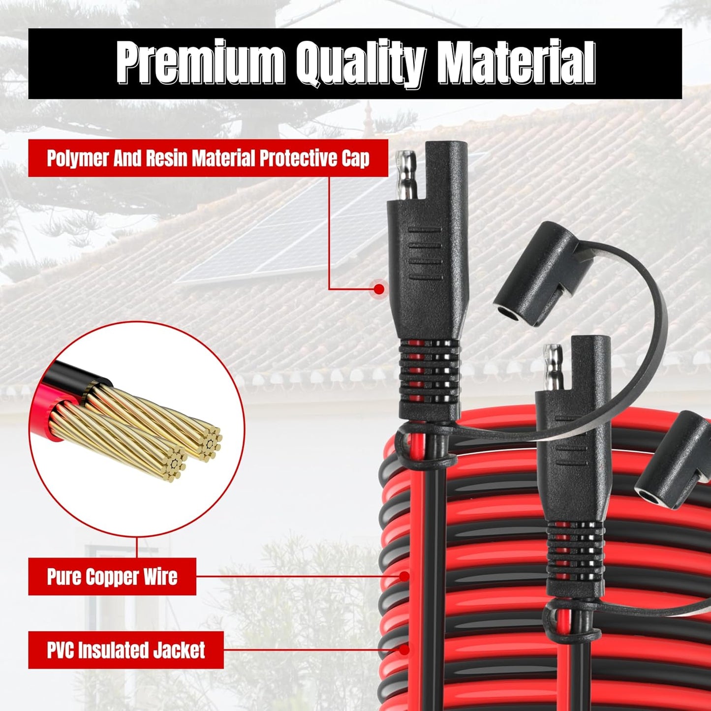 1FT 10AWG SAE Extension Cable, 10 AWG SAE Quick Disconnect Wire Harness 10 Gauge with Polarity Reverse Adapter for Solar Panel RV Battery Automotive and Marine Applications (10AWG 1FT)