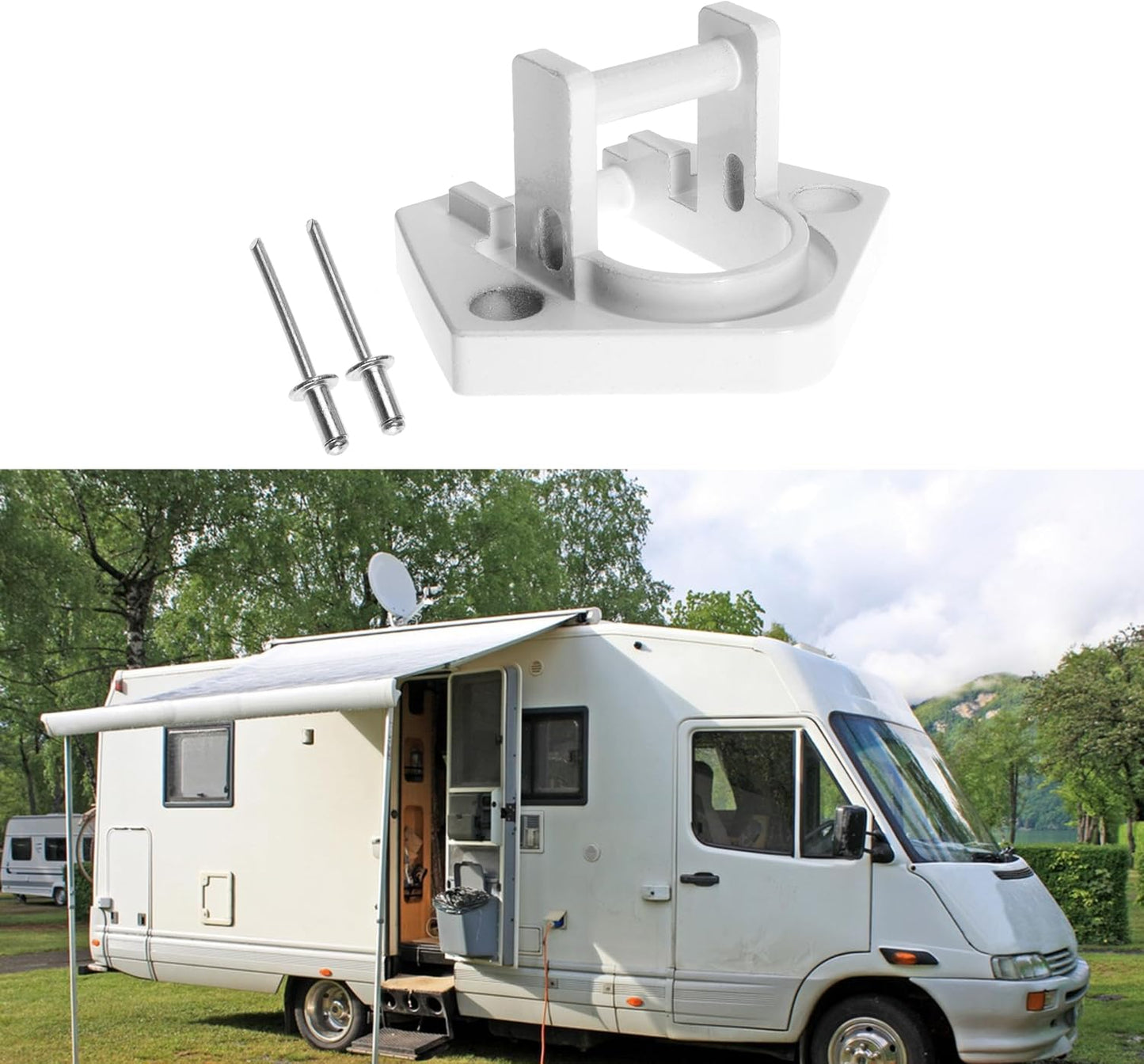 RV Awning Bottom Bracket Foot for Dometic Rounded Hardware for Sunchaser II RV Rounded Hardware Replacement Part (Right or Left (Bracket-U2)