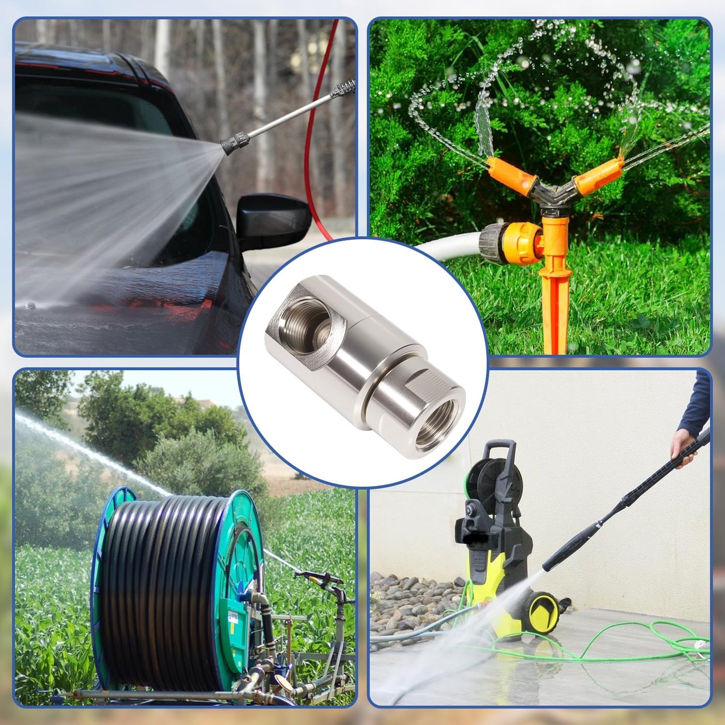 1/2" Hose Reel Super Swivel for FXF for Zerk and 3/8" Quick Connect Coupler Fittings, Heavy Duty Kink-Free Rotation & Rapid Connection NPT for Power Washers, with 3/8" QD O-Rings 50 Pack