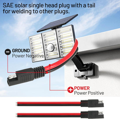 1FT 14AWG SAE Extension Cable, 14 Gauge SAE Connector Cable 14 AWG 2 Pin SAE Quick Disconnect for Solar RV Automotive, 4PCS