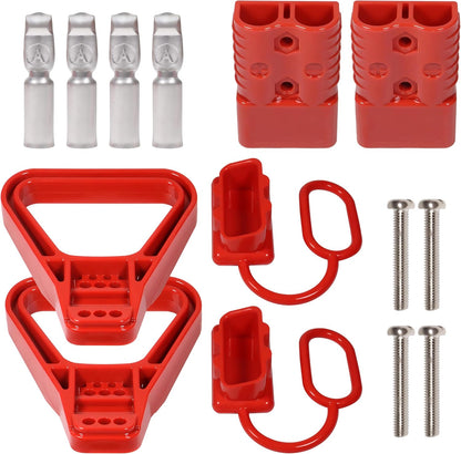 175A 600V Battery Quick Connect Disconnect Connectors 1/0 AWG Wire Harness Cable Plug Kit 2pack, Red