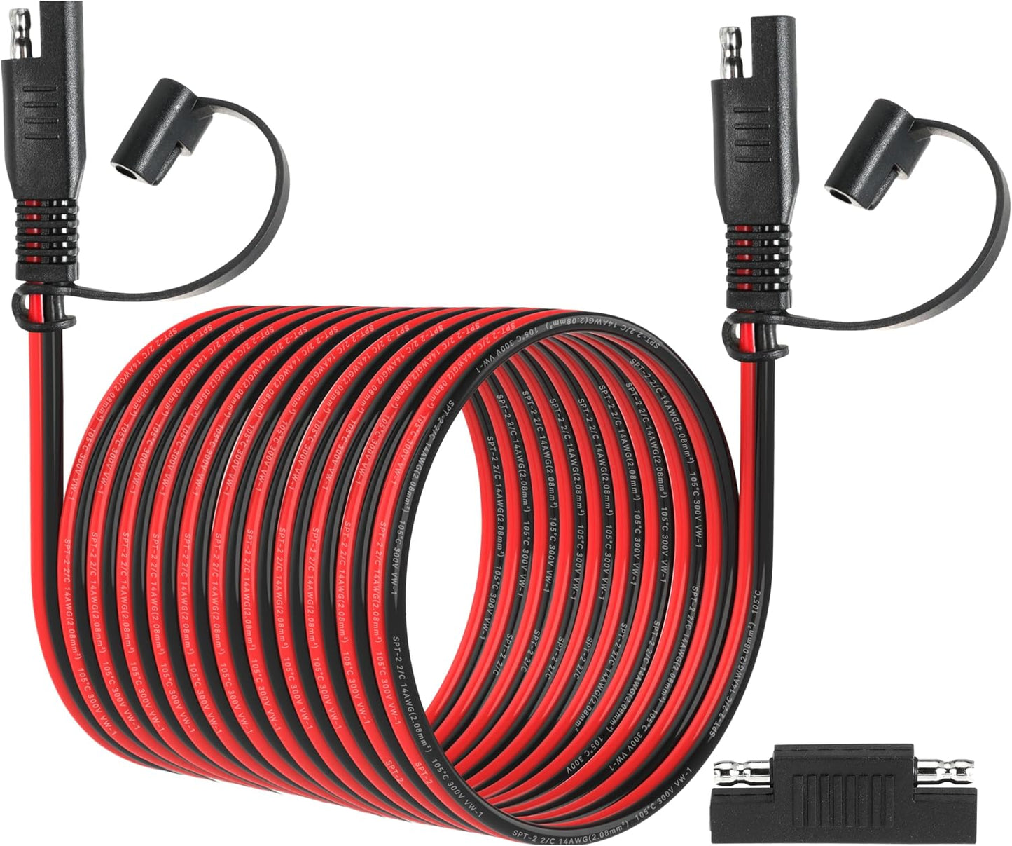 25FT 14AWG SAE Extension Cable, 14 AWG SAE Quick Disconnect Wire Harness 14 Gauge with Polarity Reverse Adapter for Solar Panel RV Battery Automotive and Marine Applications (14AWG 25FT)