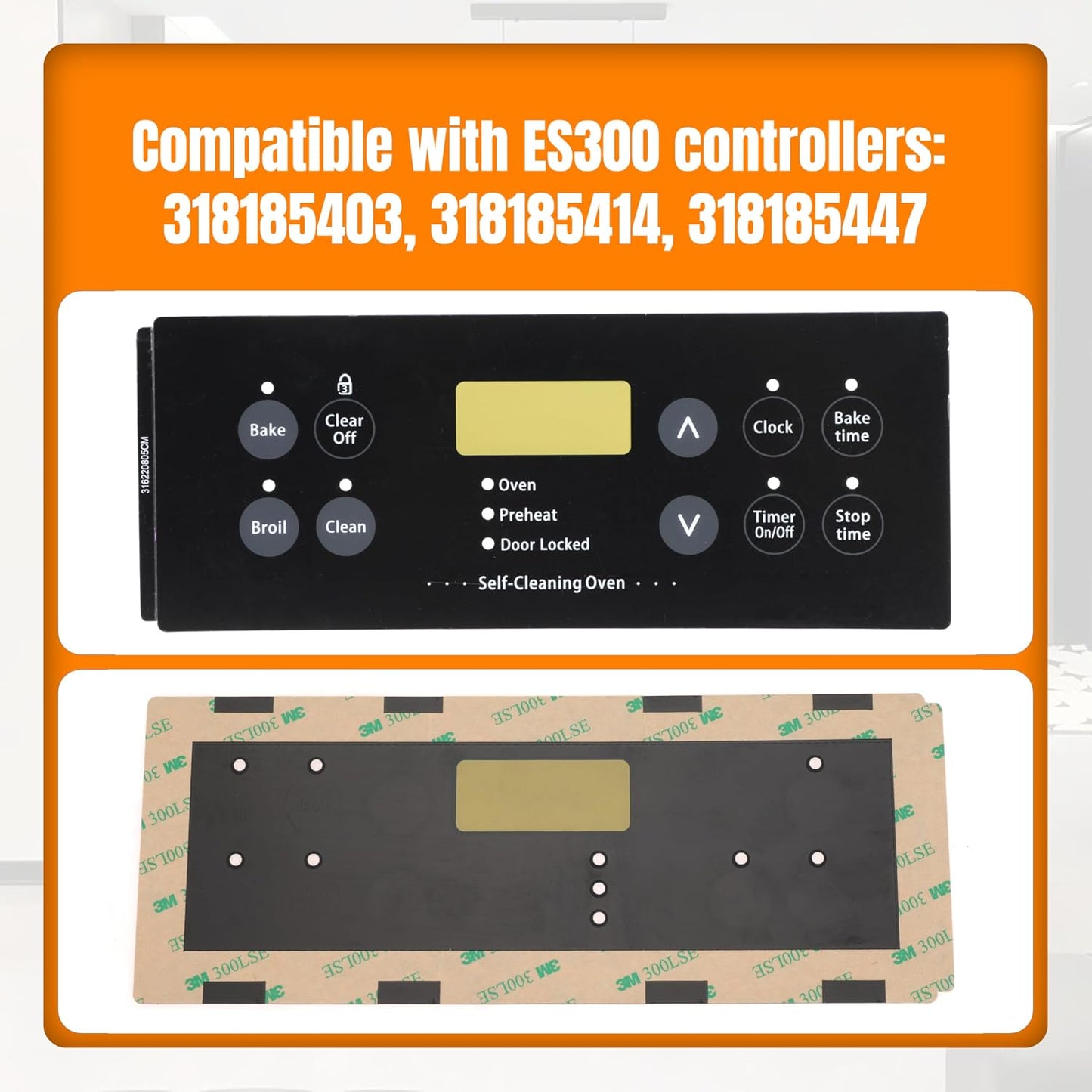 Replacement 316220805 Control Board Overlay for Frigidaire Range Stove Oven, Touchpad Overlay Replaces 316220818 316220841 318214502