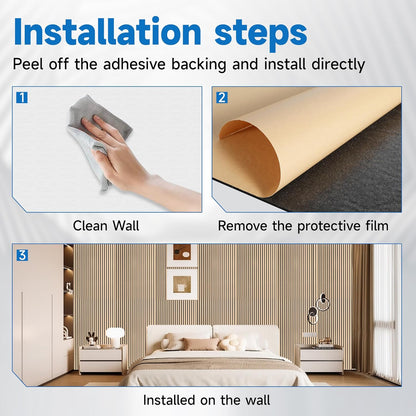 5 PACK Slat Acoustic Panels for Wall 47.2 x 23.6 x 0.4 Inch