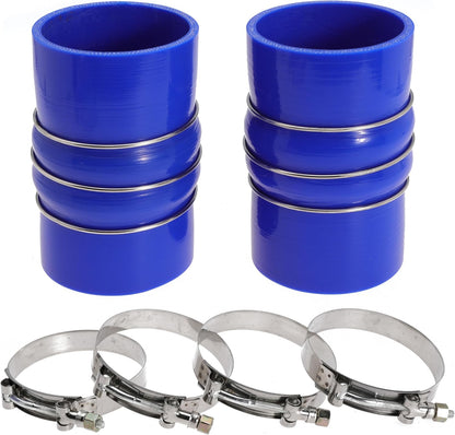 3.5 Inch Silicone Charge Air Cooler Hump Hose Boot Set 3 1/2 x 6 3/8 Inch with T Bolt Clamp Blue