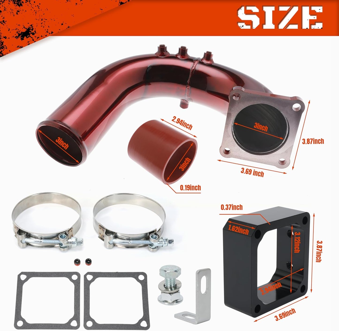 3" High Flow Intake Elbow Tube with Heater Spacer for Dodge Ram 2500 3500 2003-2007 5.9L Cummins Diesel