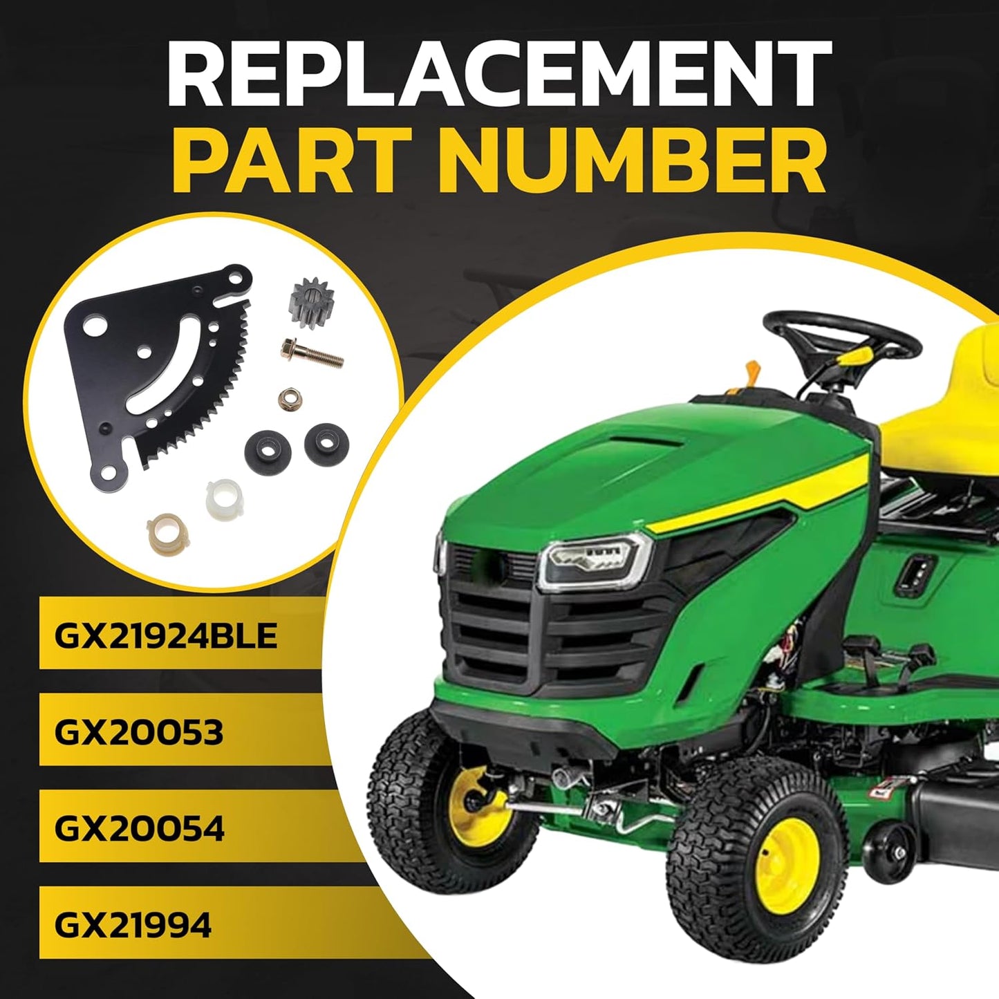 Steering Sector Pinion Gear for John Deere LA100 LA102 LA105 LA115 LA125 LA130 LA135 LA140 LA145 LA150 LA155 LA165 LA175 Lawn Mower Tractors Replaces GX21924BLE GX20053 GX20054 GX21994