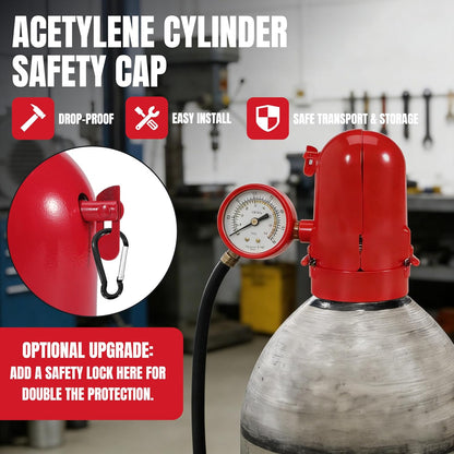Acetylene Gas Cylinder Regulator Safety Cap Protector 3-1/8” x 11 High Pressure Gas Cylinder Tank Valve Protection Cap, Fall-Proof Steel Gas Cylinder Cap for Storage Transport