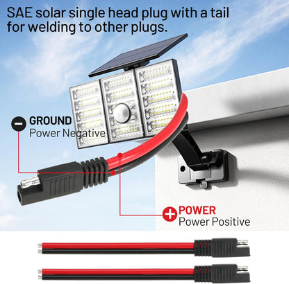1FT 12AWG SAE Extension Cable, 12 Gauge SAE Connector Cable 12 AWG 2 Pin SAE Quick Disconnect for Solar RV Automotive, 4PCS